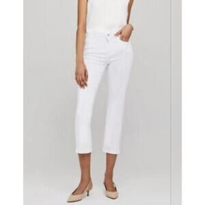 L'Agence Jeans Womens 27 Nadia Cropped Straight Leg Blanc‎ White USA Designer